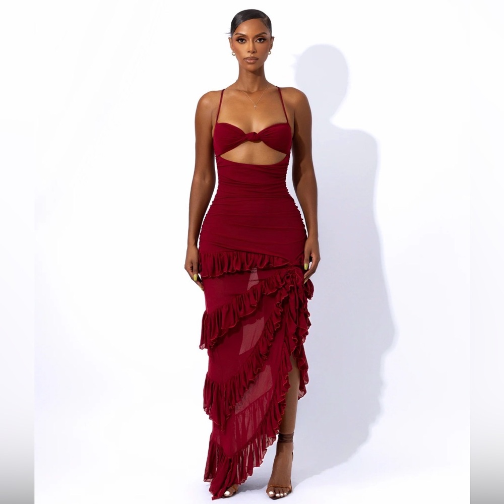 Elegant Asymmetrical Red Dress